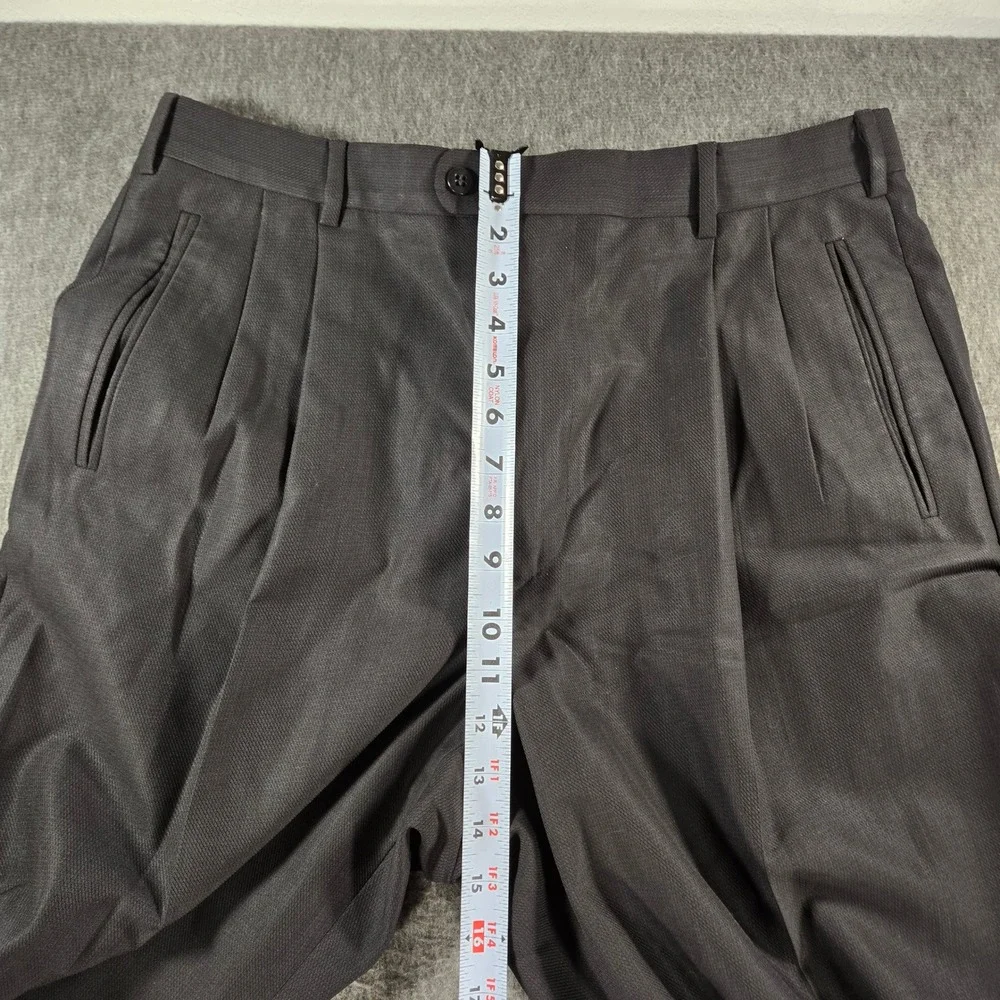 Zanella Pants Mens 35x29 Black Pleated Wool Trousers Made in Italy Duncan